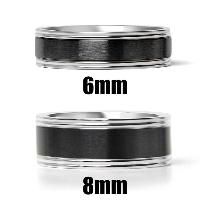 WJW - Wholesale Band/Stacked Ring - Black Center Polished Stainless Steel Ring7