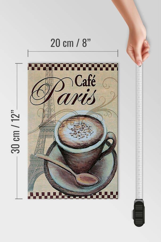 Femer – Großhandel Schilder – Holzschild Paris 20x30 cm Eiffelturm Kaffee Tasse Cafe Deko Schild wooden sign4