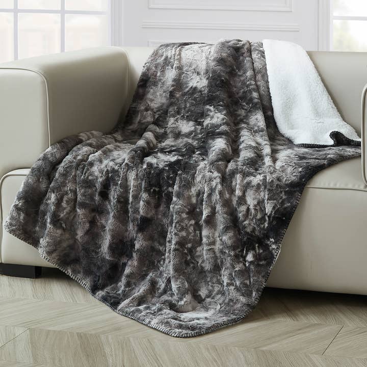 "River Rock" Faux Fur Plush Throw Blanket - 50"x70" for wholesale by Duke Imports