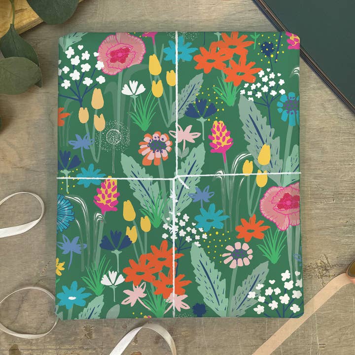 Wildflower Reyclable Wrapping Paper - Flower wrapping paper for wholesale by martha and hepsie ltd