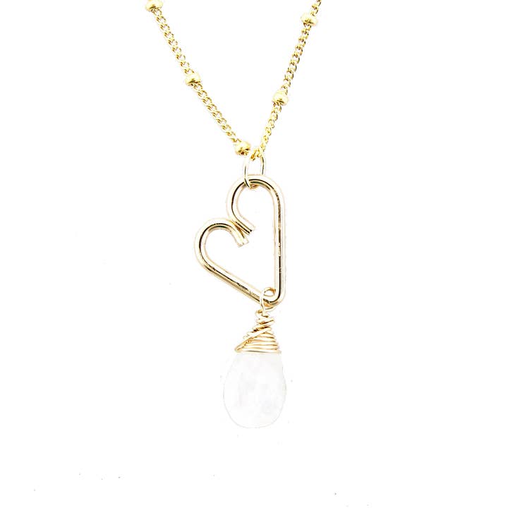 Heart Drop Necklace - Moonstone for wholesale by Soul Stonz
