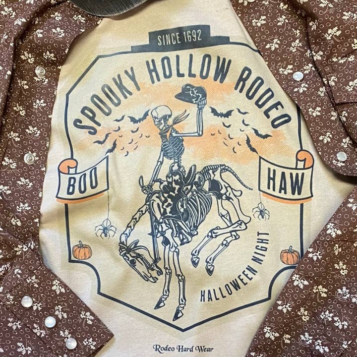 Rowdy Rowels - Wholesale Screen Printed T-Shirt - Women's - Spooky Hollow Rodeo Western Halloween Graphic Tee0