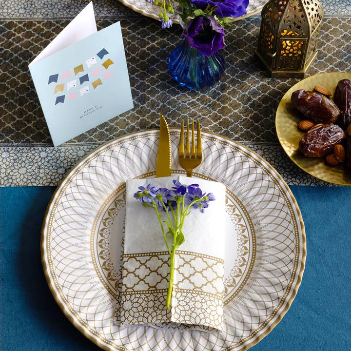 Talking Tables USA - Wholesale Disposable Napkin - Mosaic Gold Party Napkins | 20 Pack | Christmas Napkins |