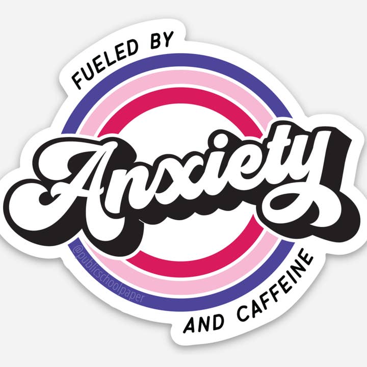 Anxiety & Caffeine Vinyl Sticker for wholesale by Public School Paper Co.