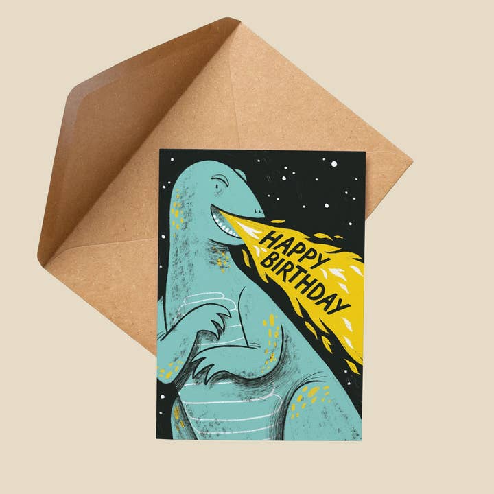 Sci-Fi Monster Birthday Card for wholesale by Hayley Wells Illustration