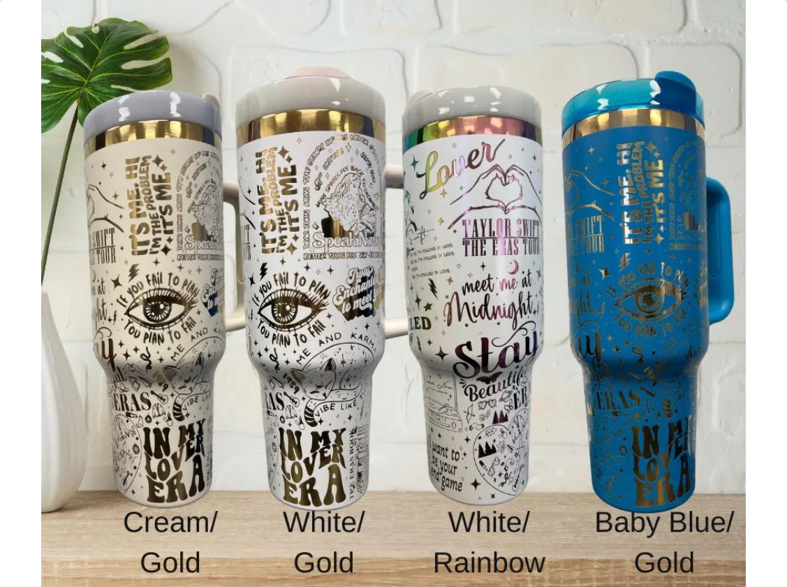 Crafty AF Studio – wholesale Insulated mug/tumbler – 40oz Taylor Eras Tour Rainbow laser Engraved Tumbler TS13