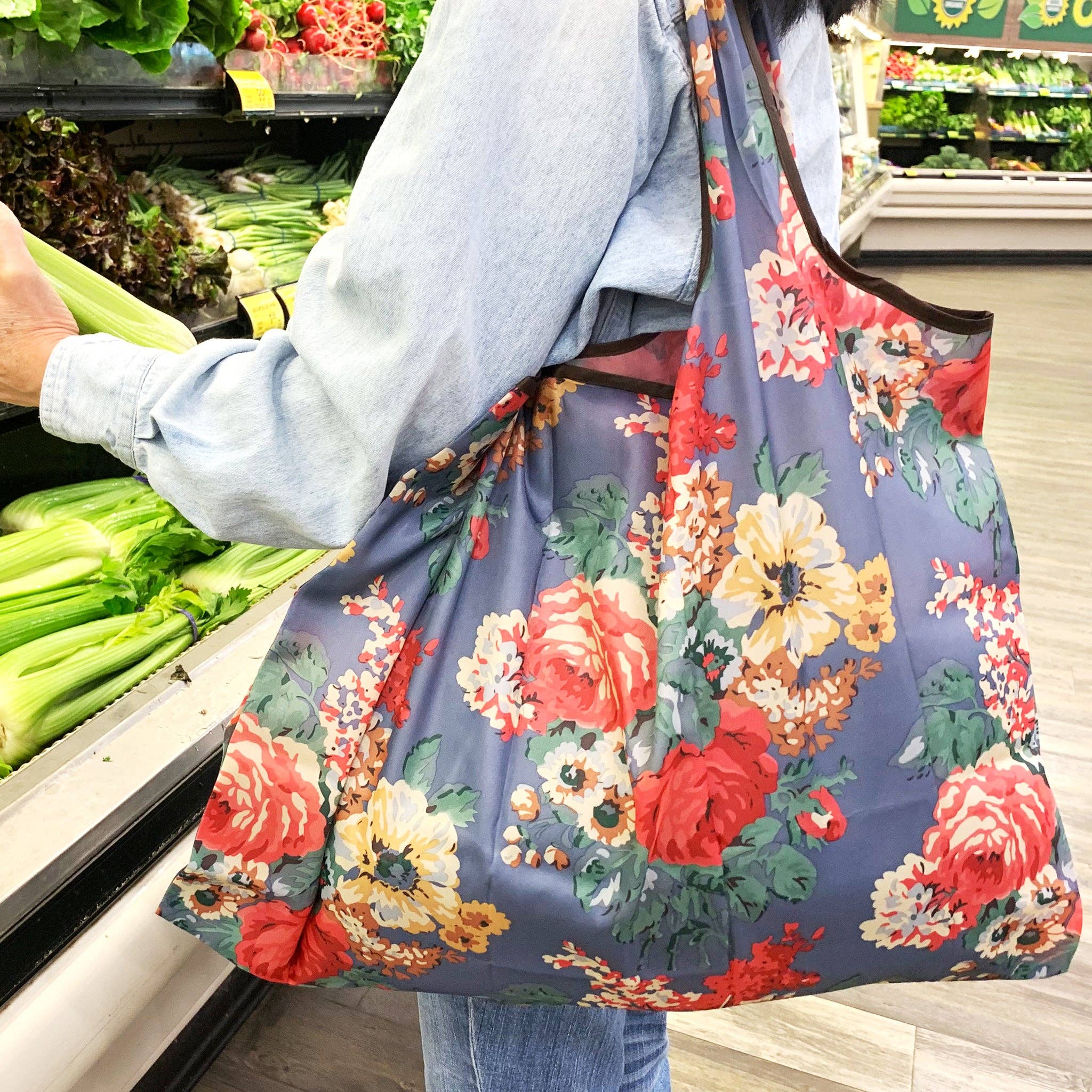 Wrapables.com - Vente Sacs de course/à provisions - Wrapables Lot de 5 grands sacs d'épicerie pliables en nylon8