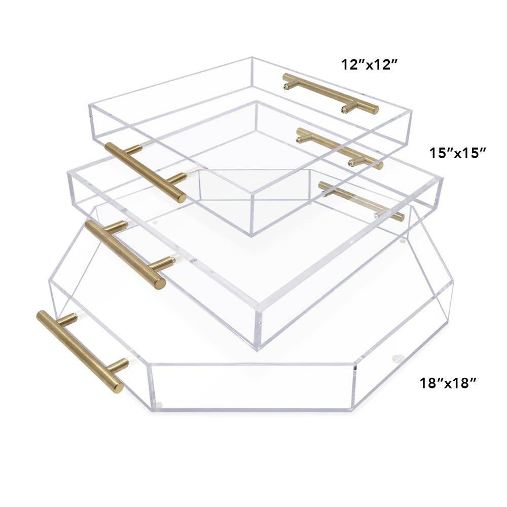 Isaac Jacobs International - Wholesale Serving Tray - Isaac Jacobs Clear Acrylic Serving Tray with Metal Handles19