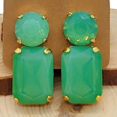 Unique Combo Earrings - Green Opal P for wholesale by QUÉ MÁS JEWELS