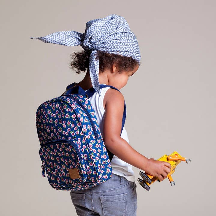 Peppercorn Kids - Wholesale Backpack - Kids - Girls Mini Size Backpack - Vintage Floral / Navy (3-12y)