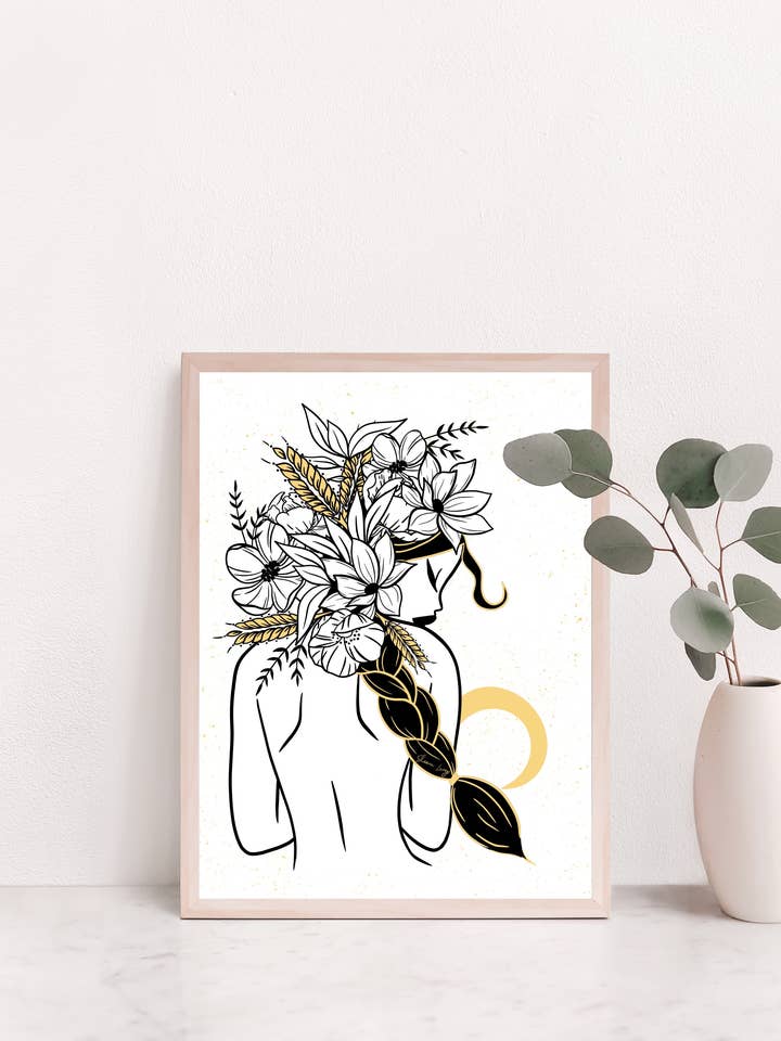 Demeter goddess of harvest giclee print for wholesale by Sheena lange Illustrations