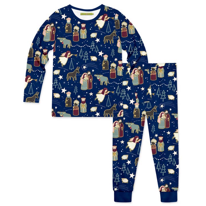 Millie Loves Lily - Wholesale Sleepwear Set - Kids - Navy Christmas Nativity Pajama Set