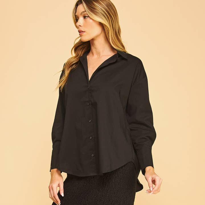 FREEZIA - Wholesale Button Down Shirt - Women's - 4th of july BUTTON DOWN COLLAR WHITE SHIRT-F749181