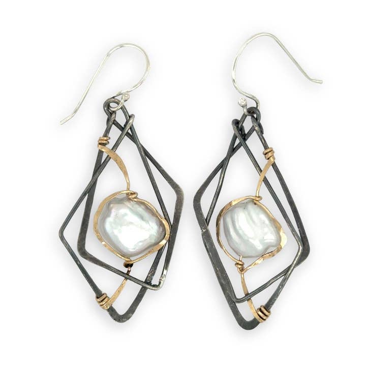 Art by any Means Jewelry - Vente Boucles d'oreilles pendantes - Boucles d'oreilles perles sincérité carbonisée E847770