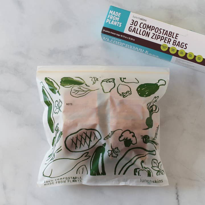 Lunchskins - Wholesale Food Storage Wrap/Bag - Compostable Freezer-Safe Gallon Ziptop Bags 30ct5