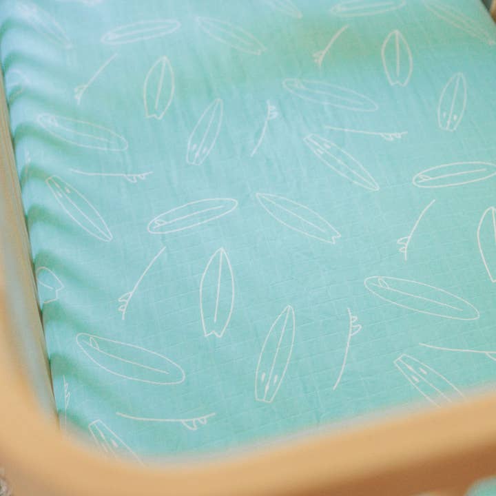 Kahakai Kids Collection - Wholesale Cot/Crib Sheets - Surfboard Crib Sheet2