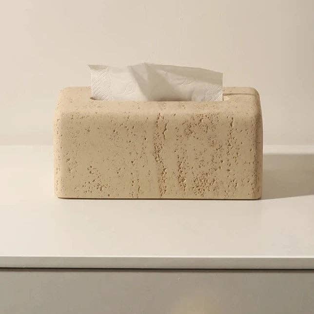 BRECK + FOX - Wholesale Tissue Box - Faux Travertine Tissue Holder1