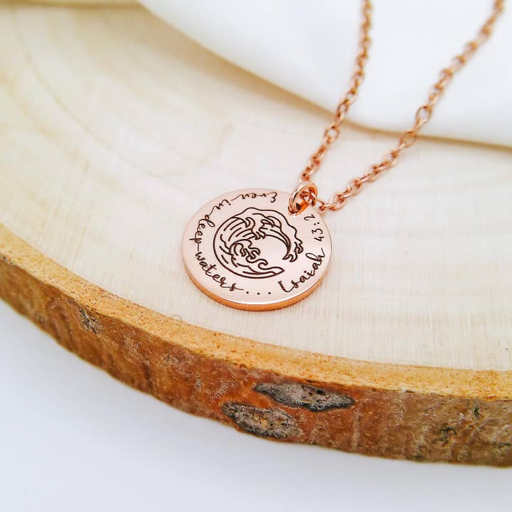 EVEN IN DEEP WATERS ISAIAH 43:2 NECKLACE for wholesale by Avy + Tay