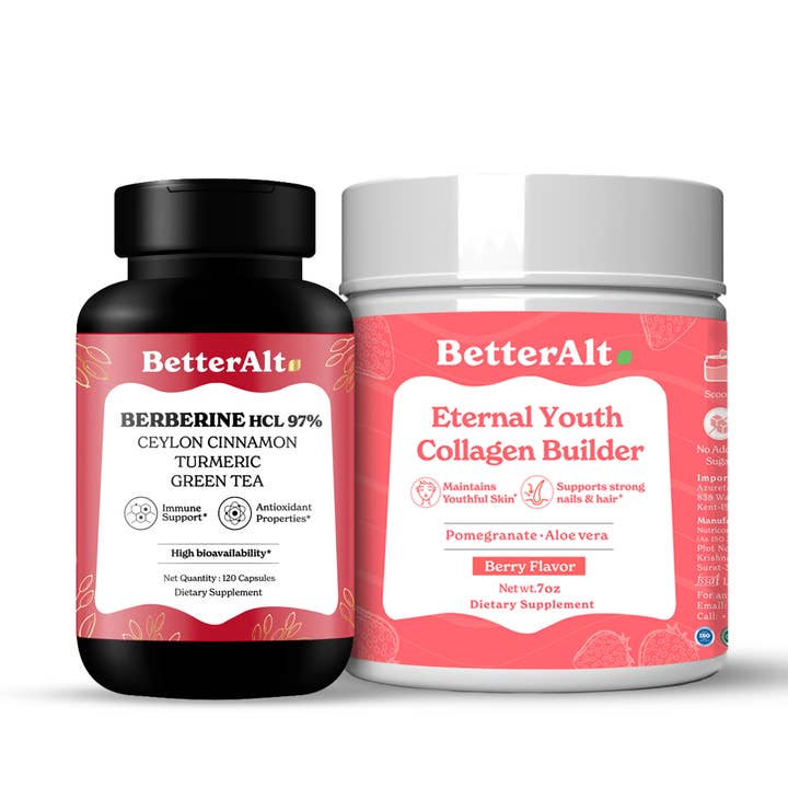 Azuretale INC - Wholesale Oral Supplement/Vitamin - Beauty & Burn Duo | Berberine HCL 97% Capsules + Collagen Builder Powder0