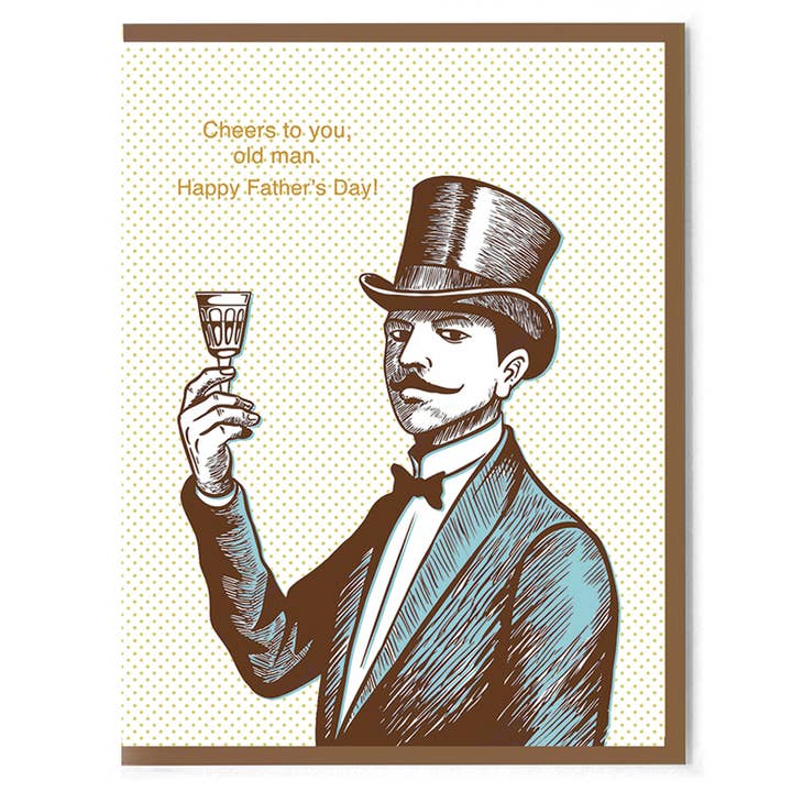 Cheers To You Old Man Happy Father's Day Card for wholesale by Smitten Kitten