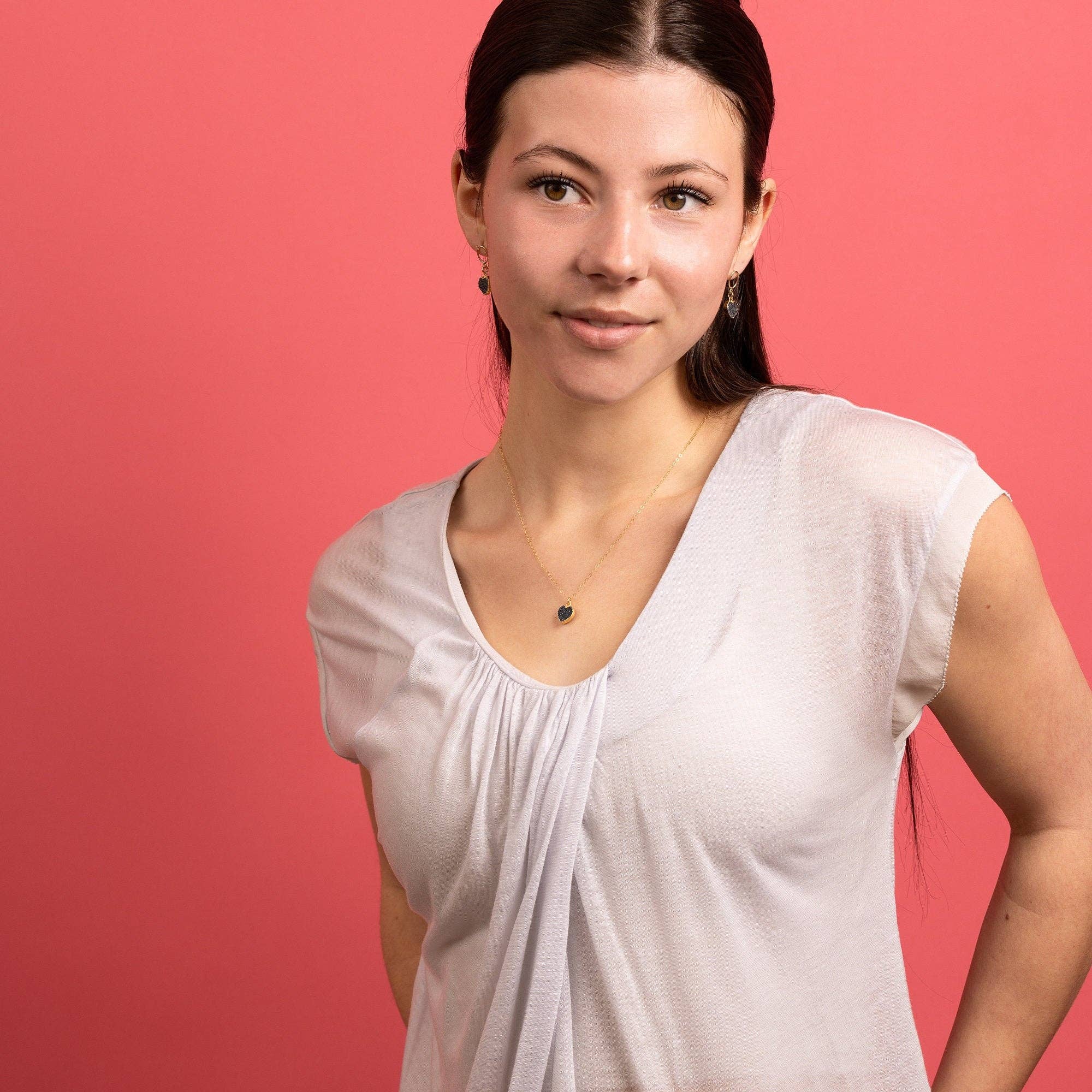 Soul & Little Rose - Wholesale Pendant/Charm Necklace - Black Druzy Mini Heart Pendant Necklace3