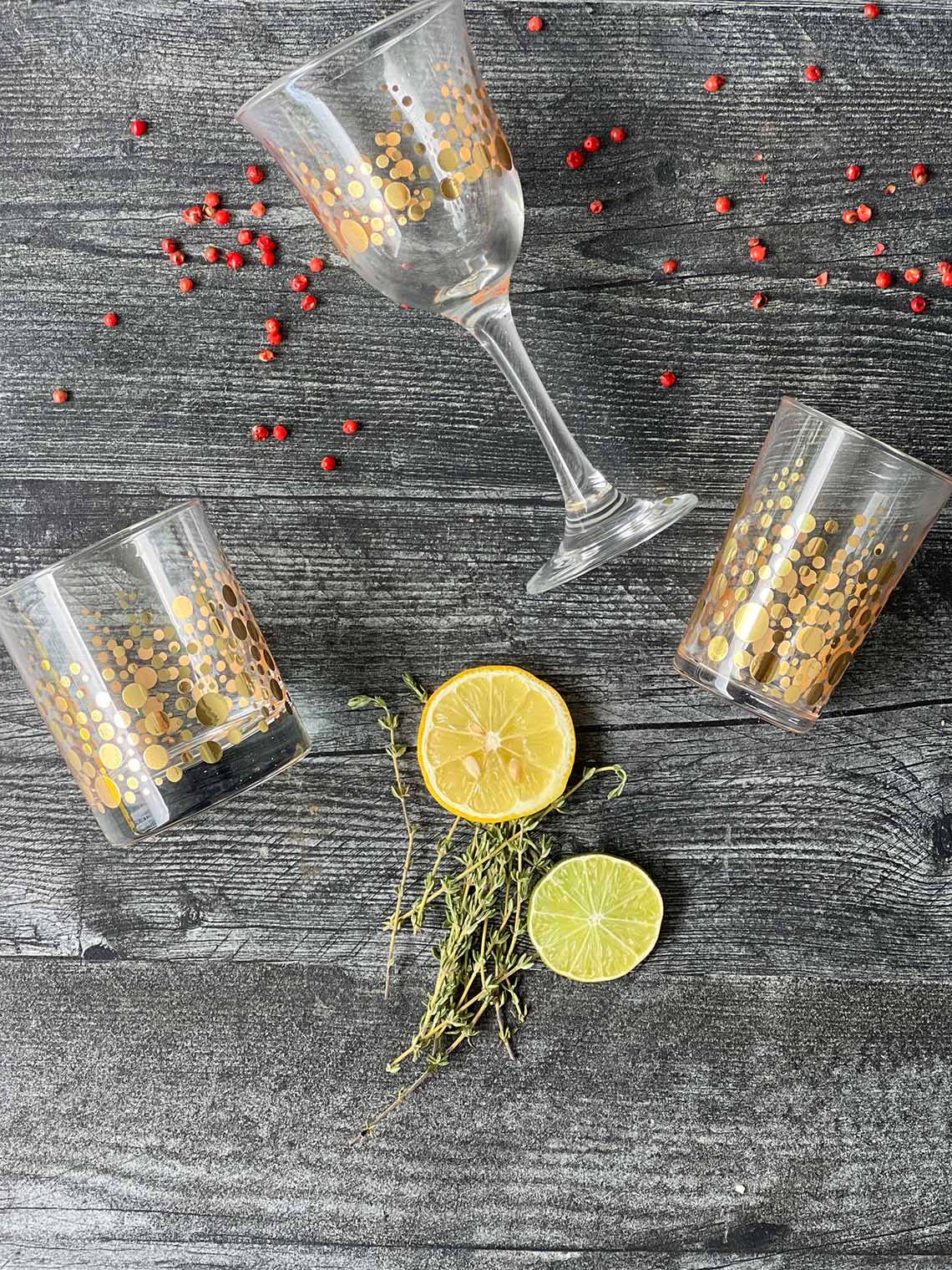 Scents and Feel - Vente Verres à cocktail/alcool - Lot de 6 spots à boire en or transparent6