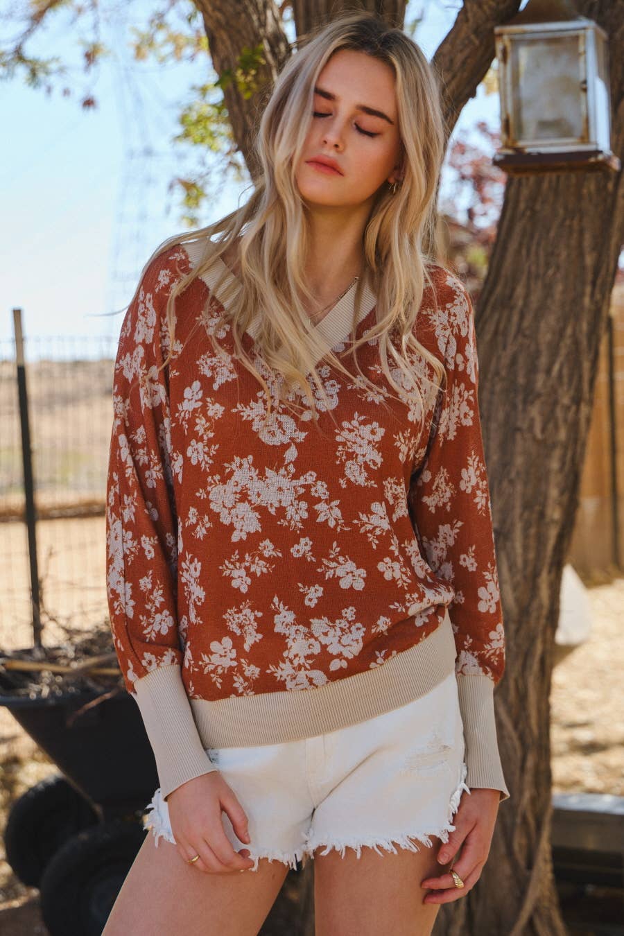 Oddi - Vendita all'ingrosso Top in maglia - Donna - Top lavorato a maglia jacquard floreale Plus Relaxed3