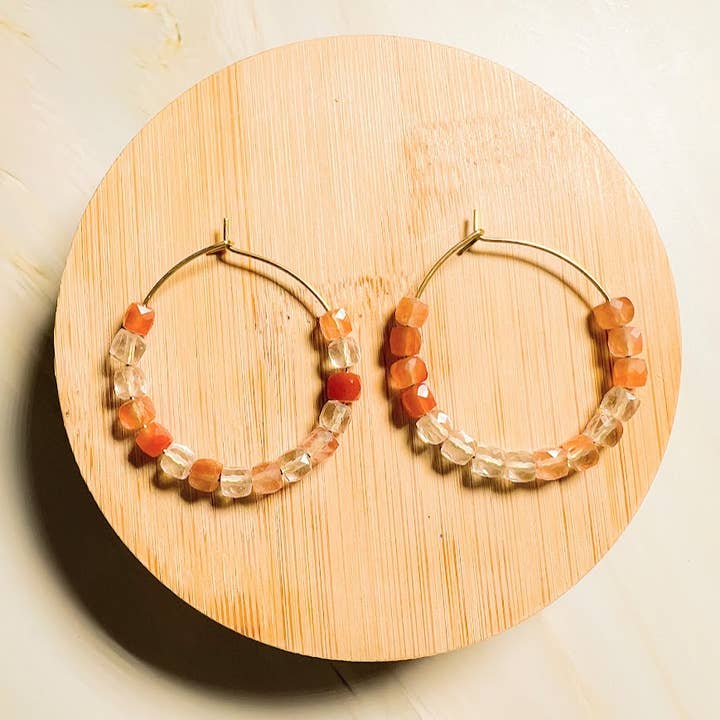 Santore Jewelry Company - Wholesale Hoop Earrings - Gem Gradient Hoop - 5 stone choices2