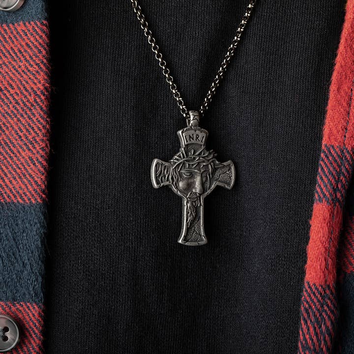 INRI Cross - Victory Over Sin & Death Necklace: Helps Pair Veterans With A Service Dog Or Shelter Dog - Faire for wholesale by The Hero Company