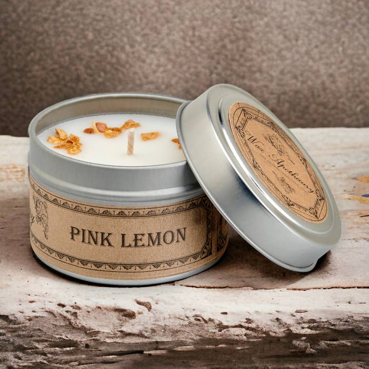 Wax Apothecary - Wholesale Travel Candles - Pink Lemon Botanical Travel Tin Candle 4oz1