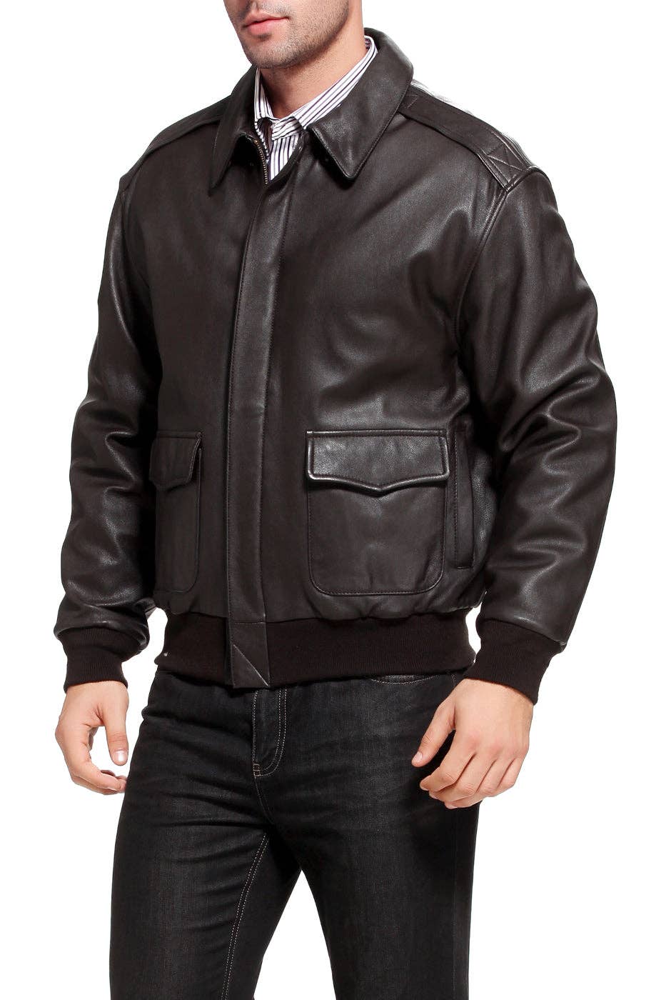 Dark Brown Landing Leathers Men Air Force A2 Leather Flight Bomber Jacket for wholesale on Faire2