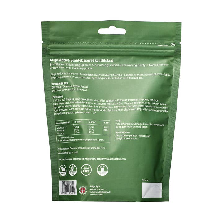 Aliga Aqtive - Vente Poudres protéinées/superaliments - Poudre de chlorella et spiruline1