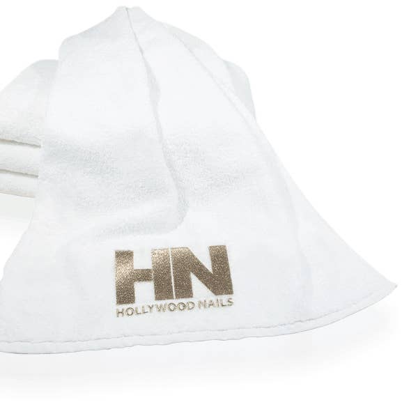 HN towel logo white for wholesale by HOLLYWOOD NAILS