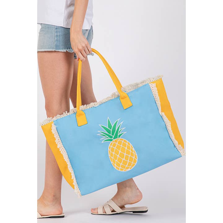 Hana - Wholesale Tote Bag - Women's - Embroidered Design Patch Fringe Summer Tote Bag3