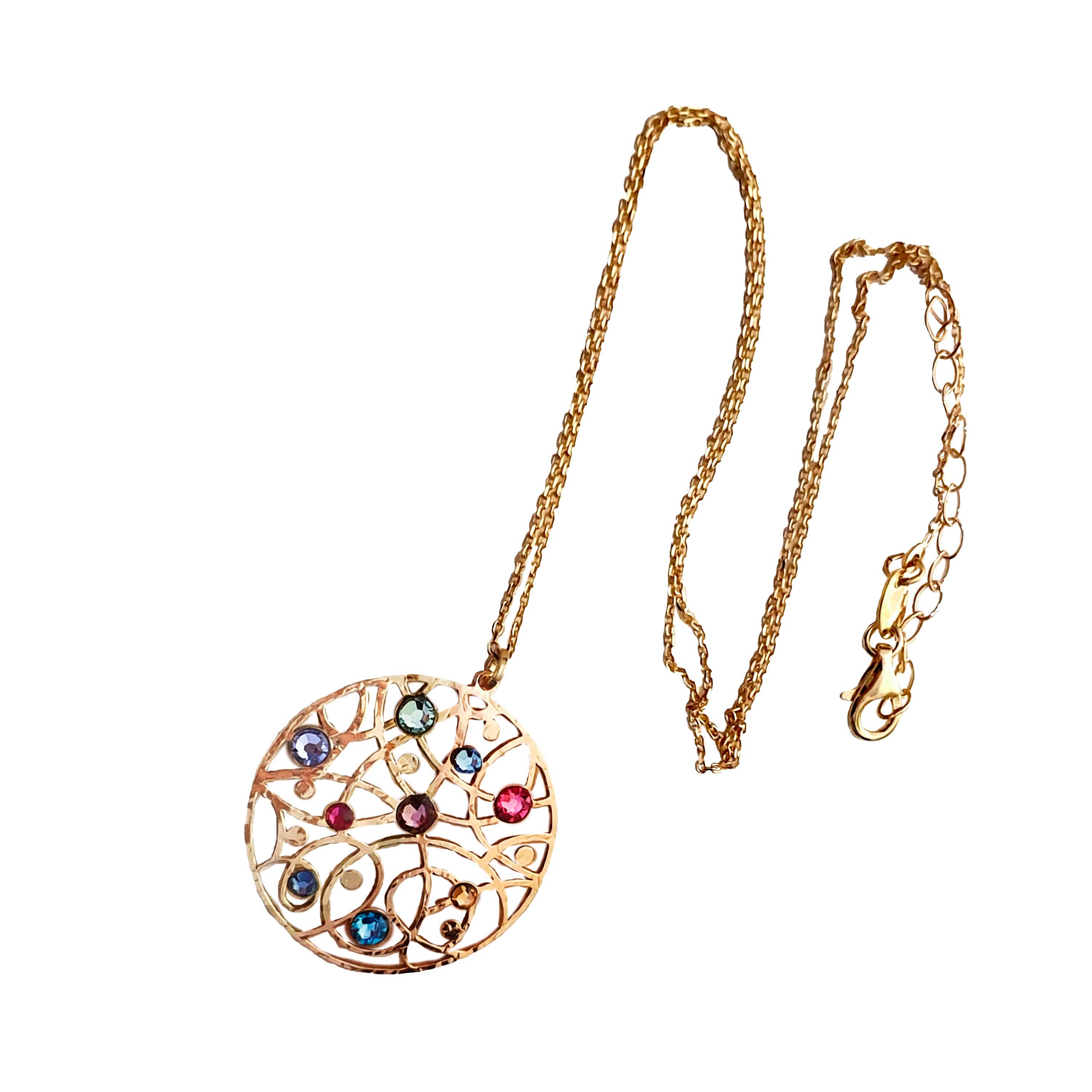 Cavas  gioielli - Wholesale Pendant/Charm Necklace - Gold-plated 925 silver necklace with colored crystals0
