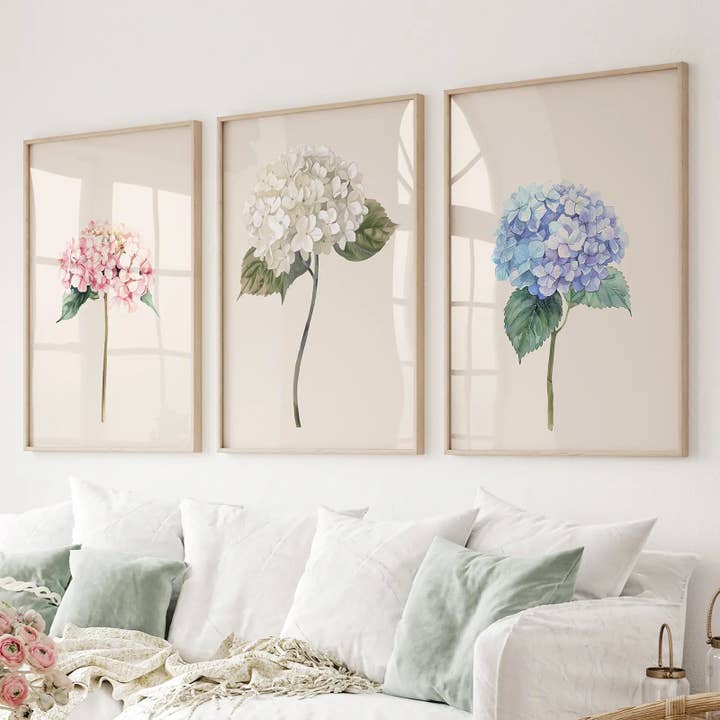 Minimalist Botanical Hydrangea Art Poster Decor for wholesale by Art Lane