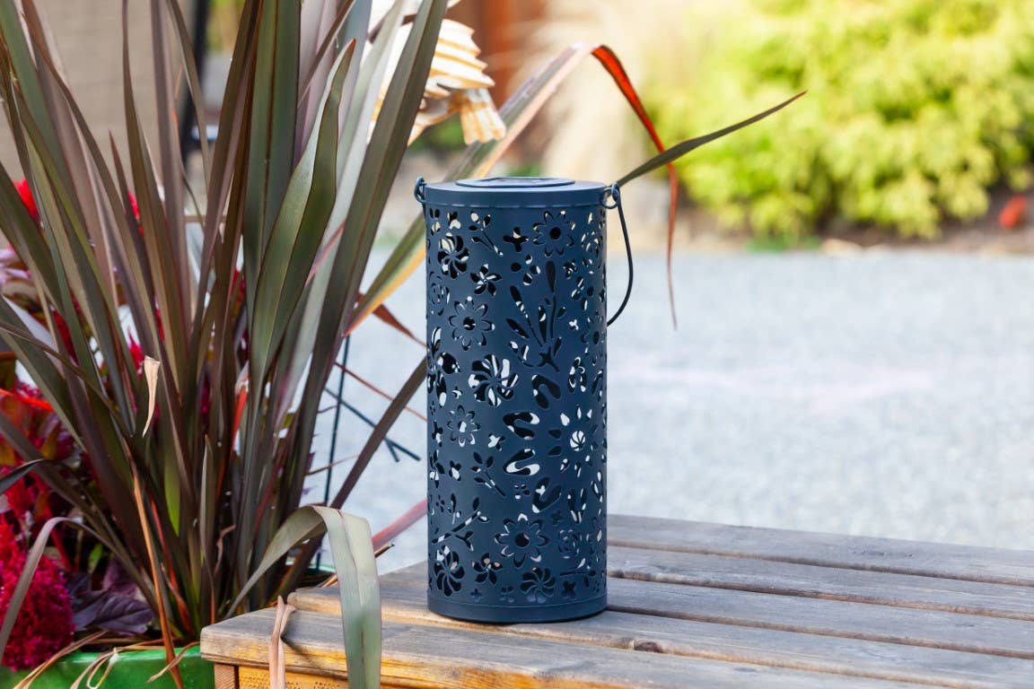 Allsop Home & Garden - Wholesale Outdoor/Lawn Light - Metal Bloom 12" Outdoor Solar Lantern - Midnight Blue12