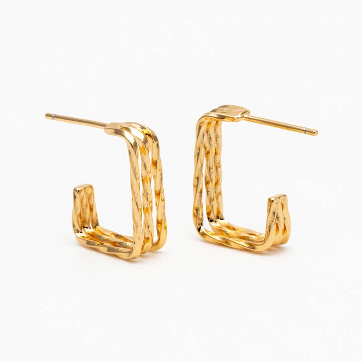The Garner hoop studs 18k | hypoallergenic for wholesale by Bella Rey jewelry
