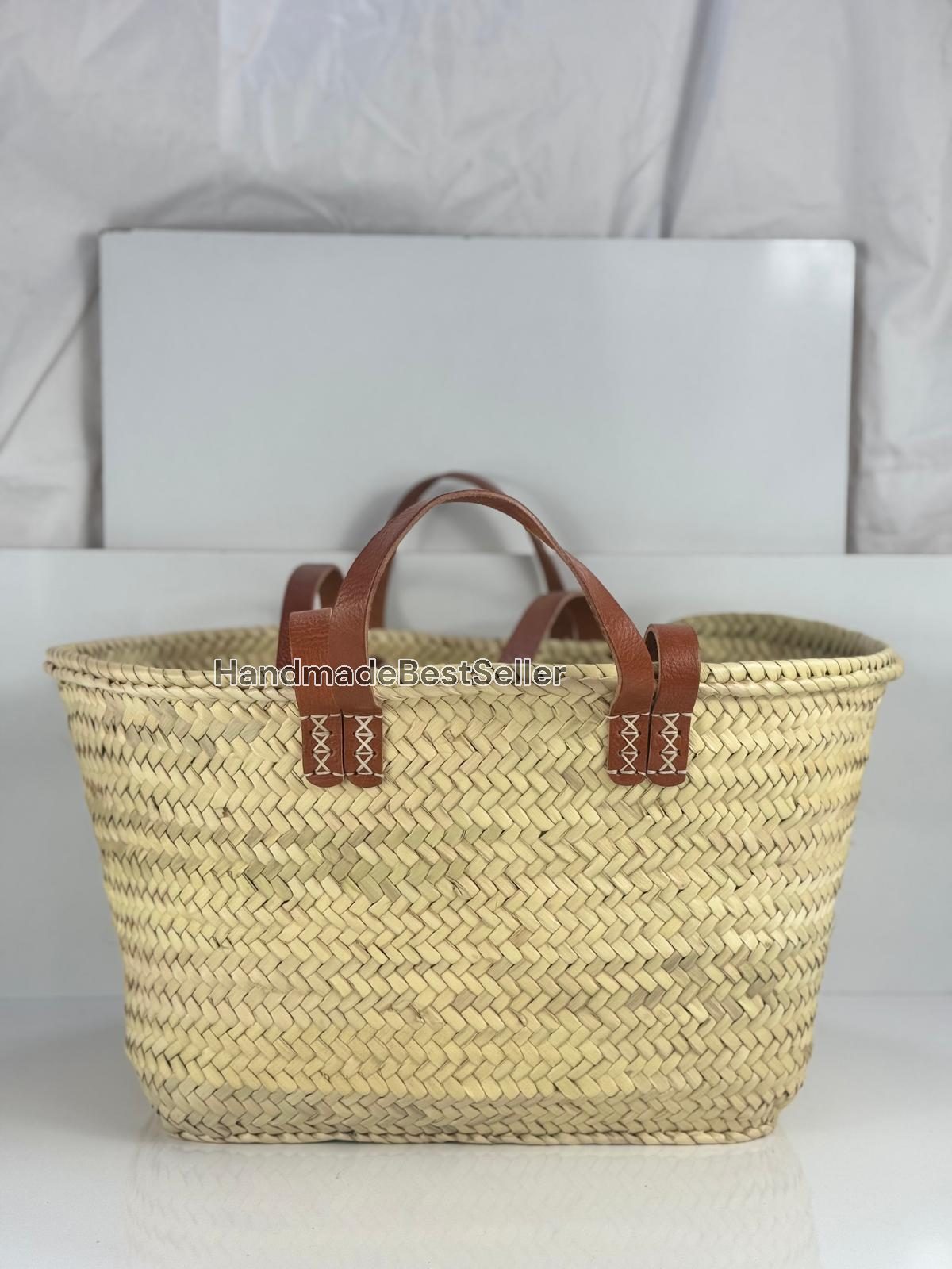HandmadeBestSeller - Wholesale Basket - Handmade Square Straw Basket with Leather Handles18