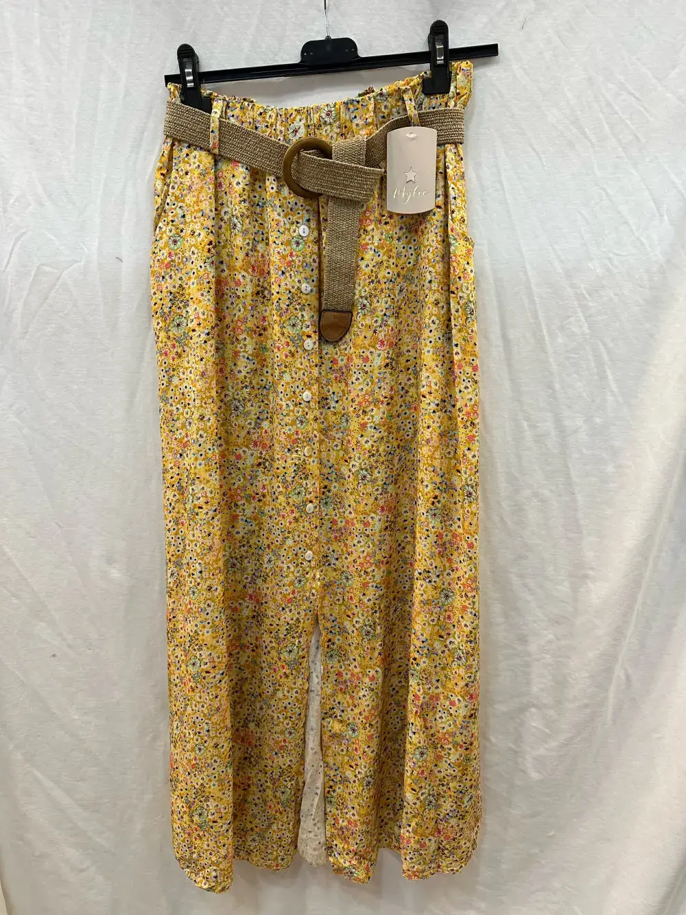 Mimi & Gogo - Wholesale Skirt - Women's - Floral Buttoned Long Skirt with Belt @3995_JuBoutCeinture3