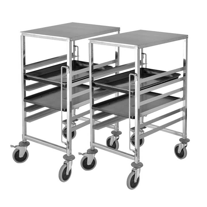 SOGA 2X Gastronorm Trolley 7 Tier Stainless Steel Bakery Trolley Suits 60*40cm Tray with Working Surface for wholesale by SOGA International Pty Ltd
