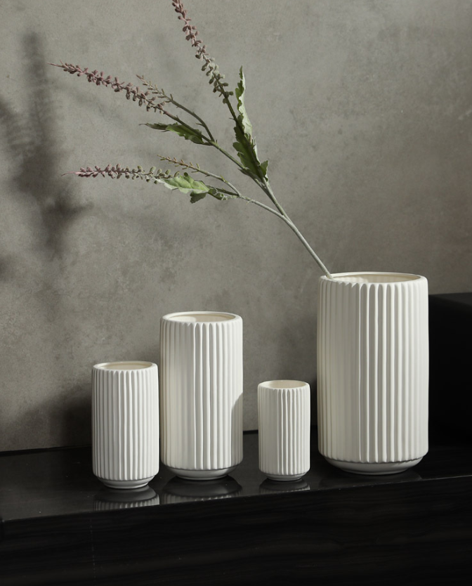 Sweet Home Deco - Vente Vases - Vases en céramique plissés pour fleurs, vases à bourgeons blancs3