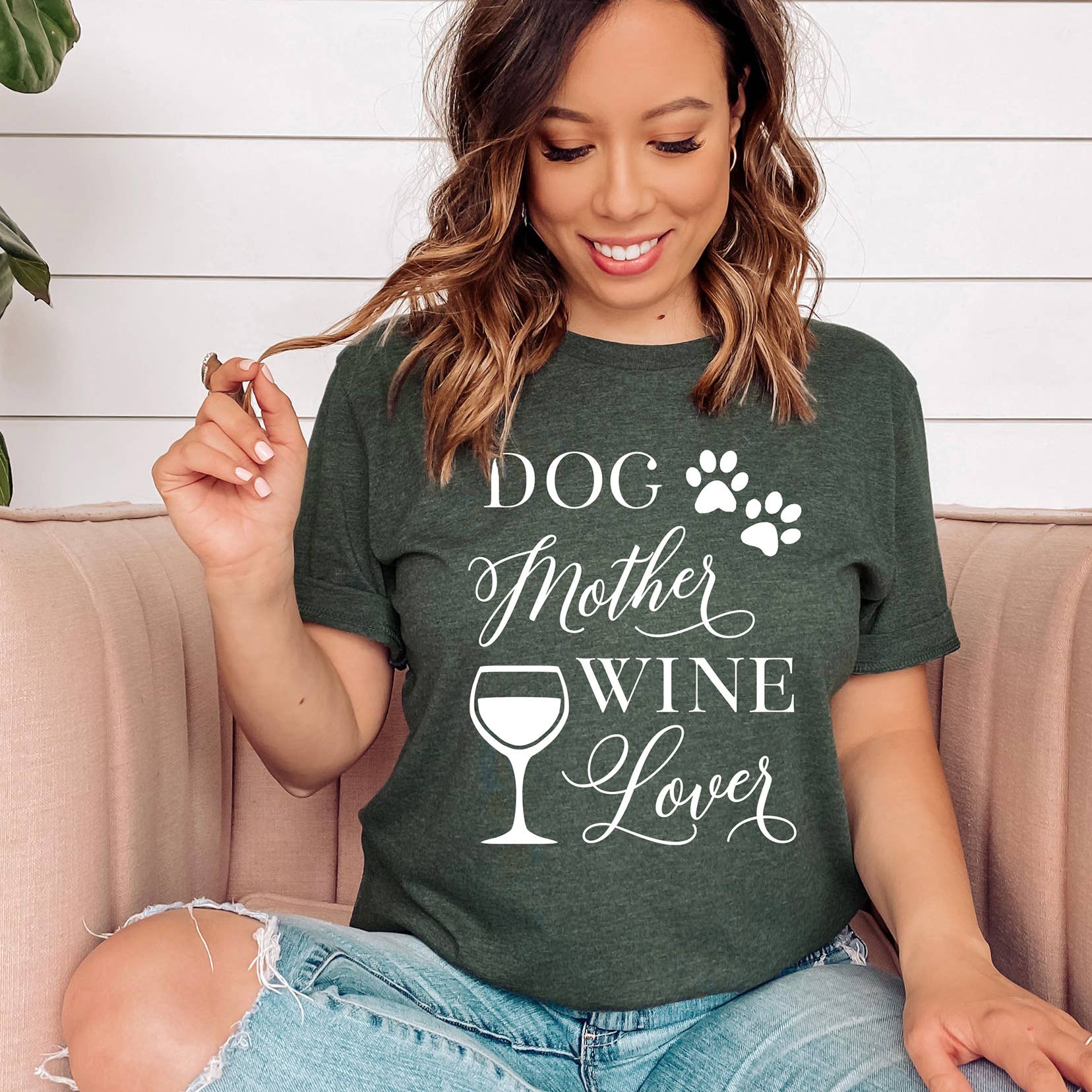 Zoe Creative Co - Wholesale Screen Printed T-Shirt - Women's - Dog Mother Wine Lover T-Shirt Pet Lover Dog Mom Tee Shirt14