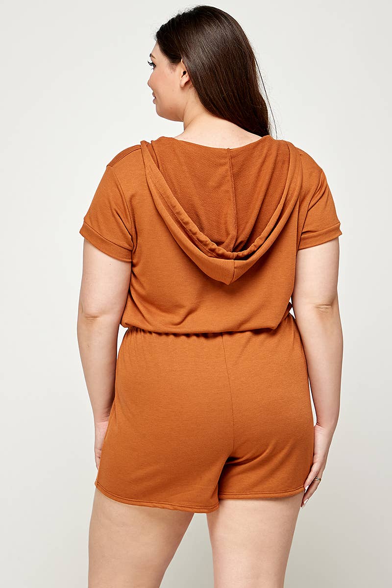 Haute Fox Plus Size & Contemporary - Wholesale Romper - Women's - Plus Size Hoodie Romper French Terry - KY17816-RP2