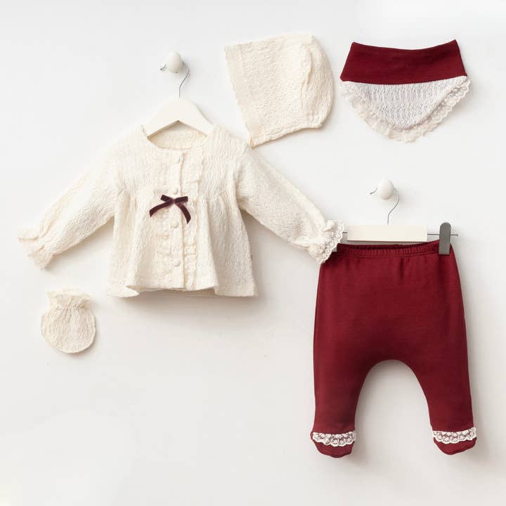 Baby Girl 0-3M Victoria 5-Piece Set for wholesale by Omnis Pura