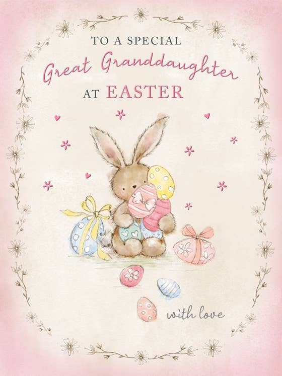 Easter Card, Great Granddaughter, Bunny & eggs for wholesale by Piccadilly Greetings
