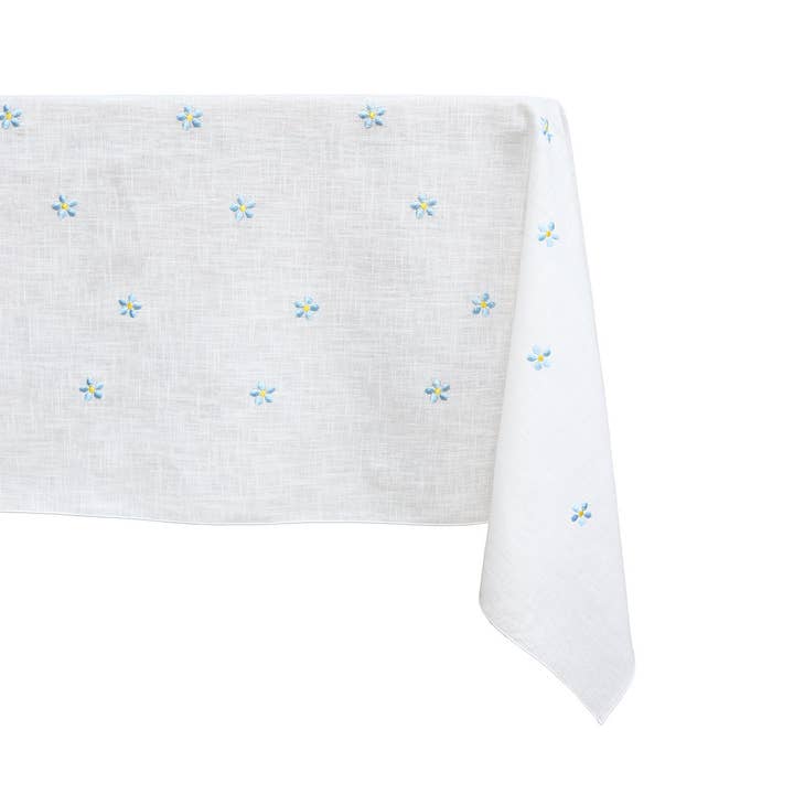 Mantel bordado en puro lino PRATOLINE AZUL para venta al por mayor de Giardino Segreto