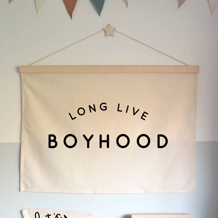 Long Live Boyhood Wall Hanging 50x70cm - more colours and layout options available. for wholesale by Little M