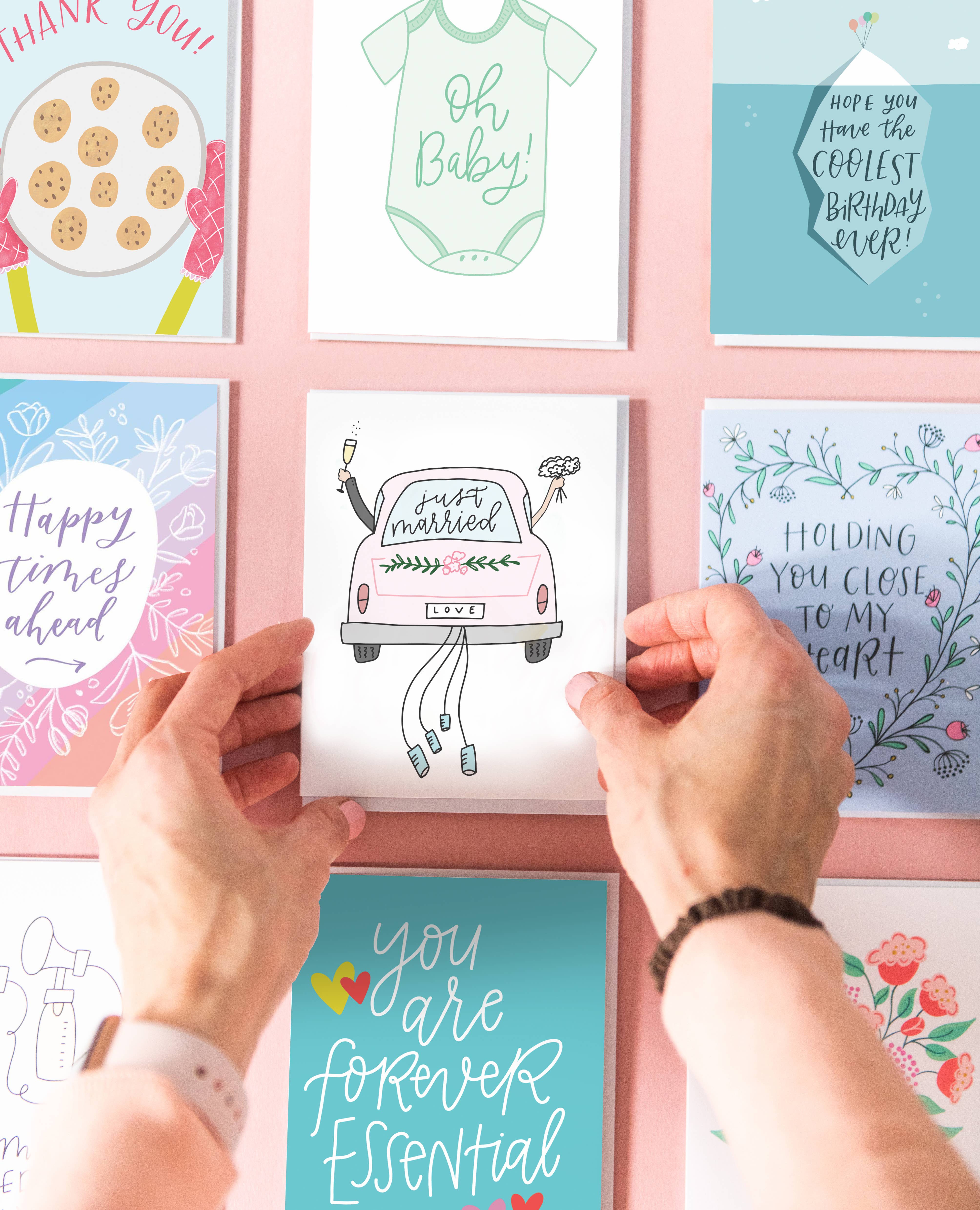 Happy Tines Design Co. - Wholesale Wedding Card - Greeting Card: Wedding Just Married Car, Engagement, Bride3