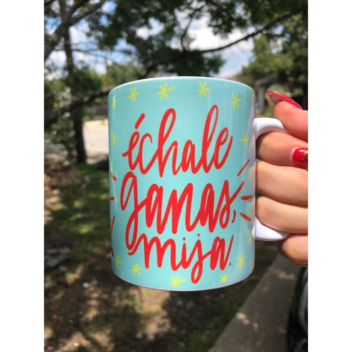 Very That - Wholesale - Échale Ganas Blue Mug by Very That | Full Color Mug | Chingona | Latina2